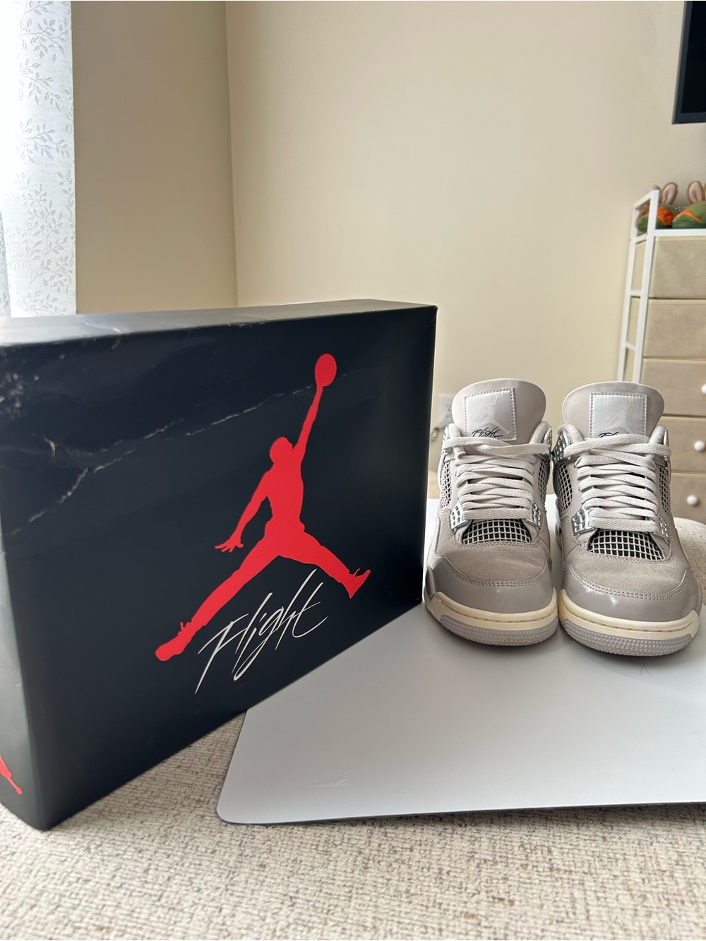 Jordan Retro Sneakers in Gray and White